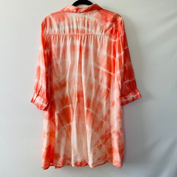 Chico's Womens Orange Tie Dye Print Side Slit Tunic Blouse Top Size 2 US Large - Picture 9 of 9